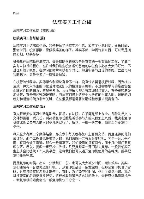 法院实习工作总结 (共2页)