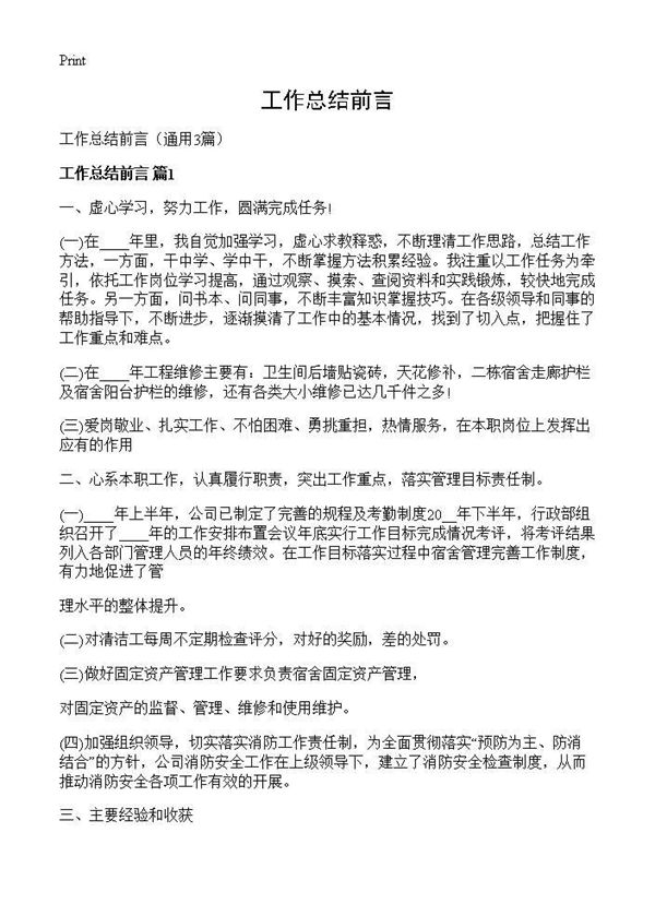 工作总结前言 (共4页)