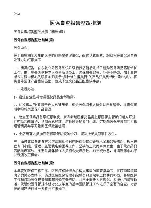 医保自查报告整改措施