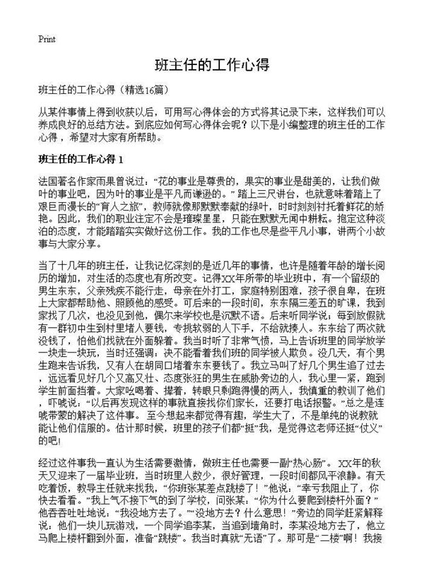 班主任的工作心得 (共14页)