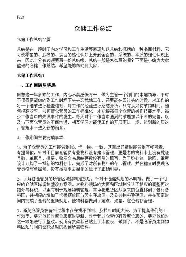 仓储工作总结 (共30页)