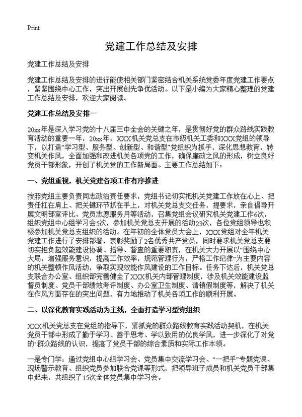 党建工作总结及安排 (共7页)