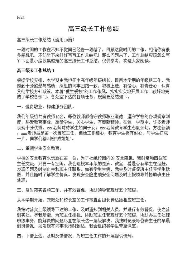 高三级长工作总结 (共14页)