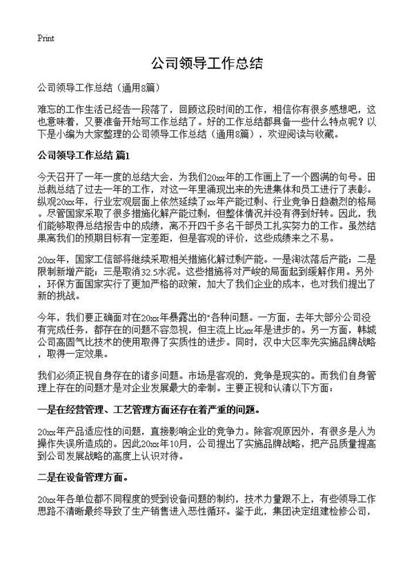 公司领导工作总结 (共14页)