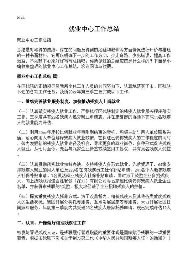 就业中心工作总结 (共22页)