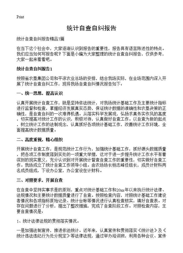 统计自查自纠报告 (共9页)