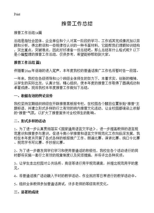 推普工作总结 (共14页)