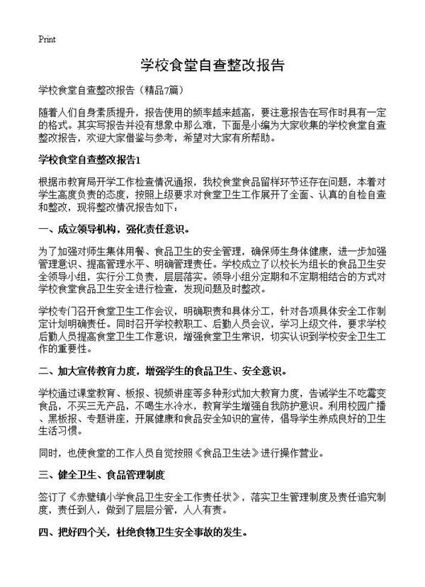 学校食堂自查整改报告 (共16页)