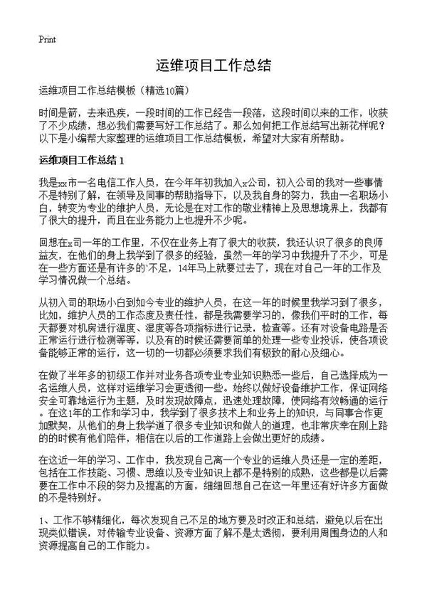 运维项目工作总结 (共13页)