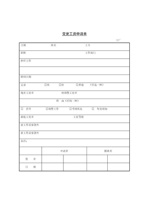 变更工资申请单 (共2页)