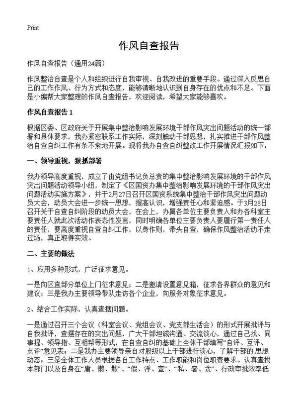 作风自查报告 (共30页)