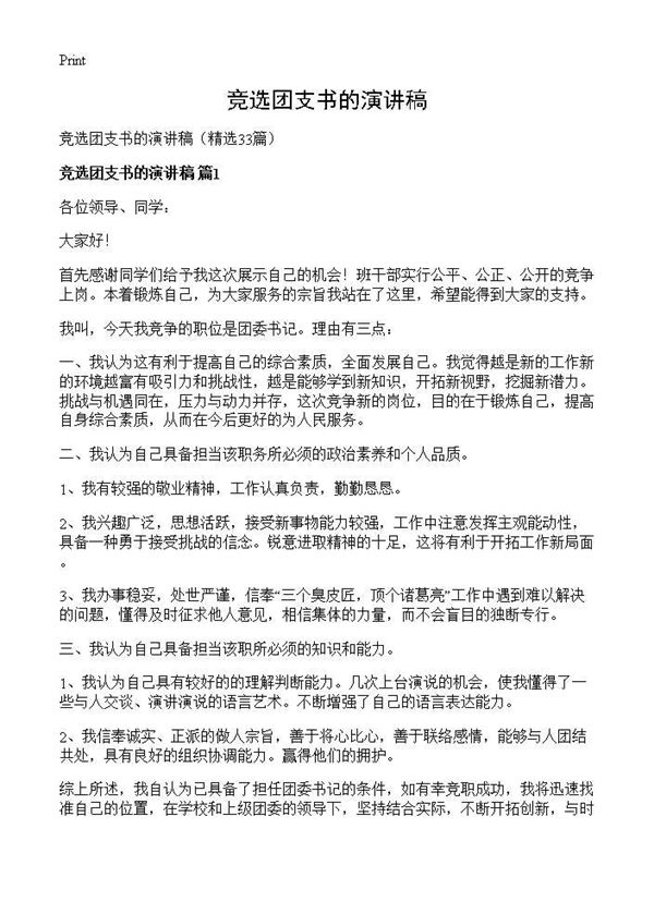 竞选团支书的演讲稿 (共28页)