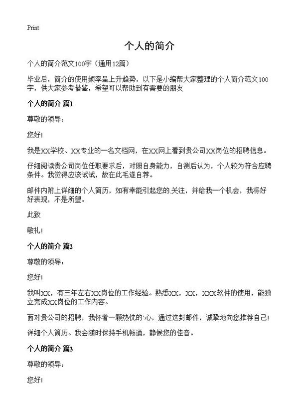 个人的简介 (共4页)