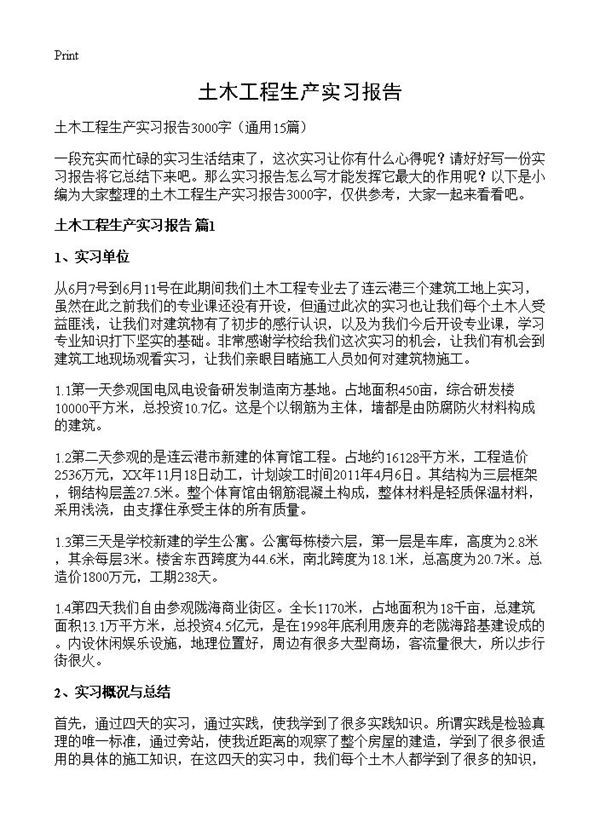 土木工程生产实习报告 (共41页)