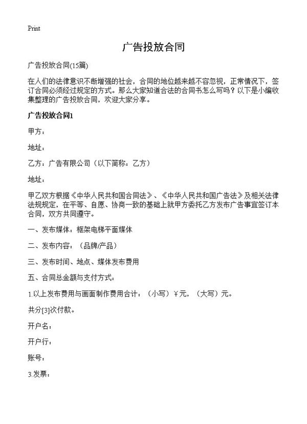 广告投放合同 (共30页)