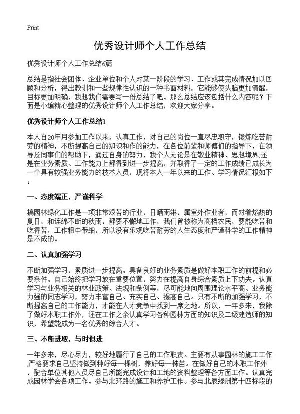 优秀设计师个人工作总结 (共10页)