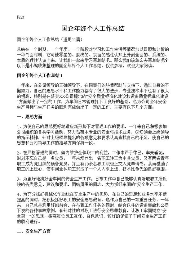 国企年终个人工作总结 (共14页)