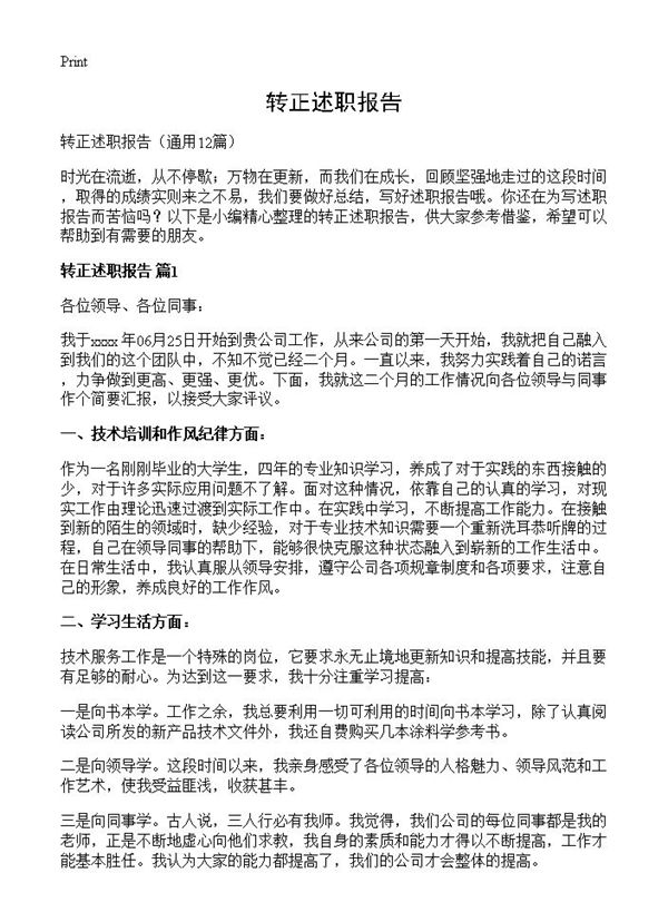 转正述职报告 (共12页)