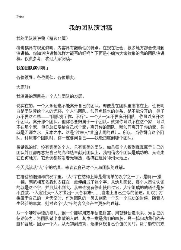 我的团队演讲稿 (共14页)