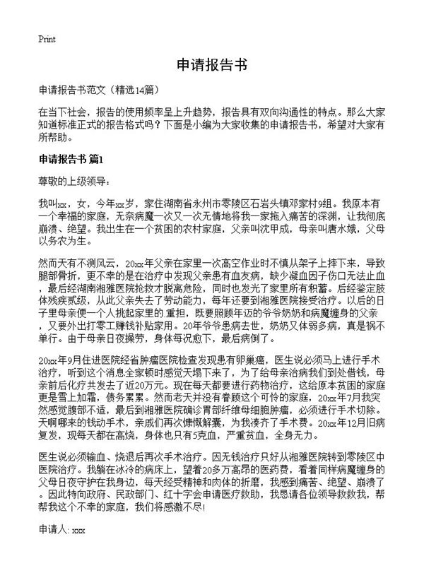 申请报告书 (共10页)