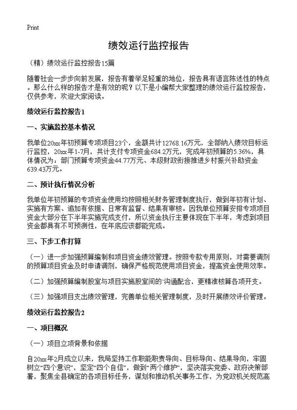 绩效运行监控报告 (共32页)