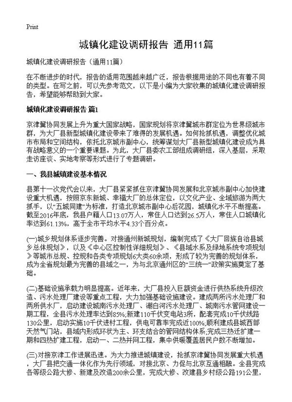 城镇化建设调研报告 (共31页)