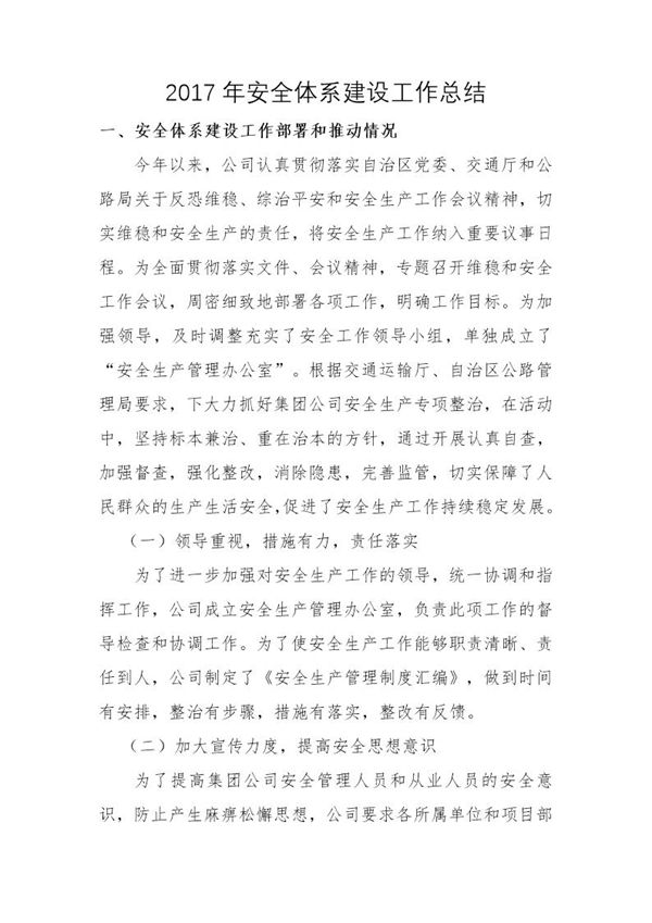企业安全体系建设工作总结 (共10页)