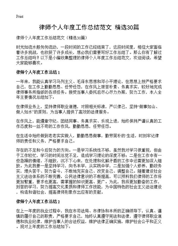 律师个人年度工作总结范文 (共31页)