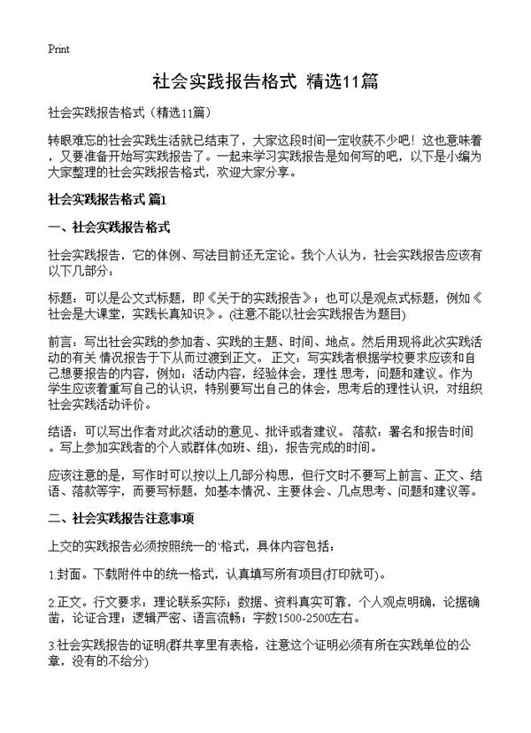 社会实践报告格式 (共20页)