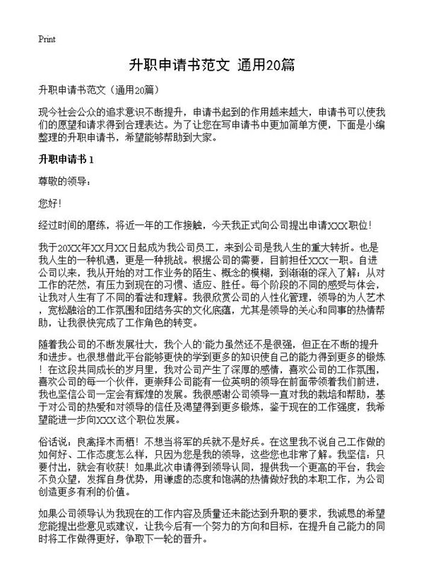 升职申请书范文 (共17页)