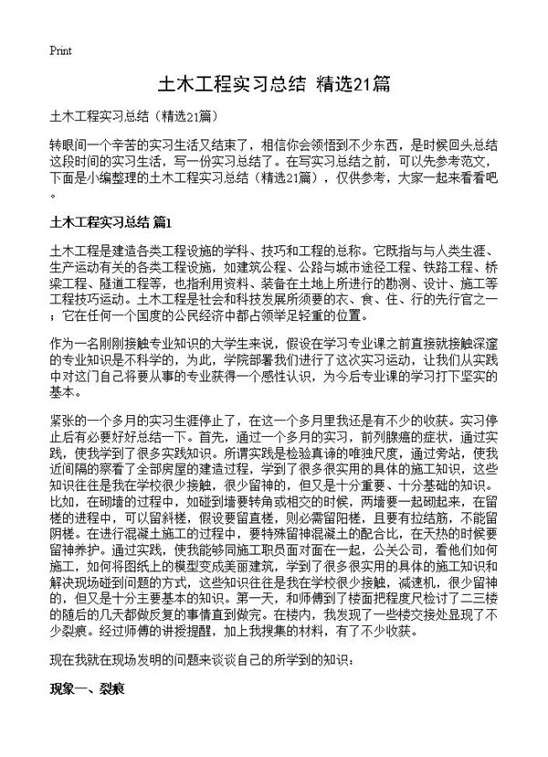土木工程实习总结 (共31页)