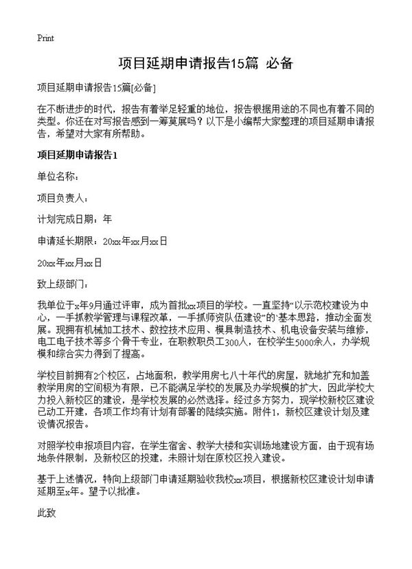 项目延期申请报告 (共11页)