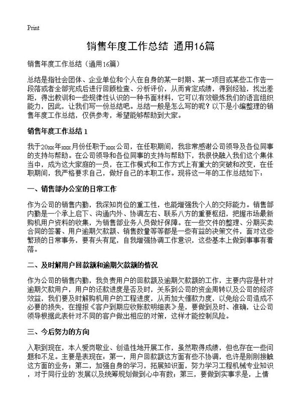 销售年度工作总结 (共15页)