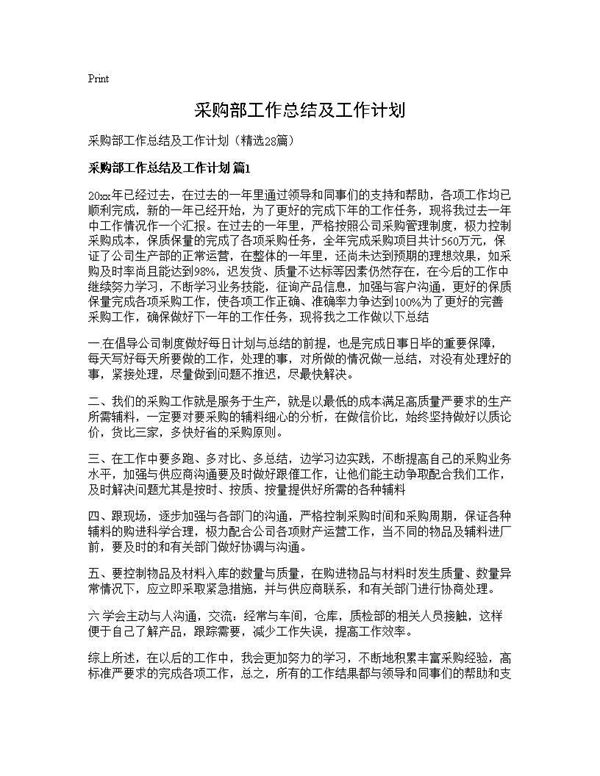 采购部工作总结及工作计划 (共41页)