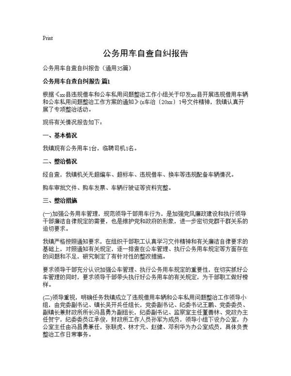 公务用车自查自纠报告 (共46页)