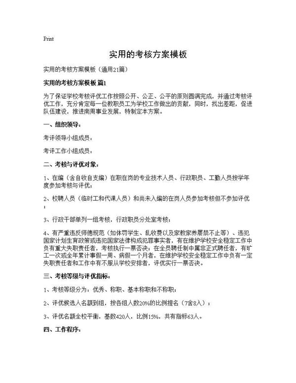 实用的考核方案模板 (共53页)