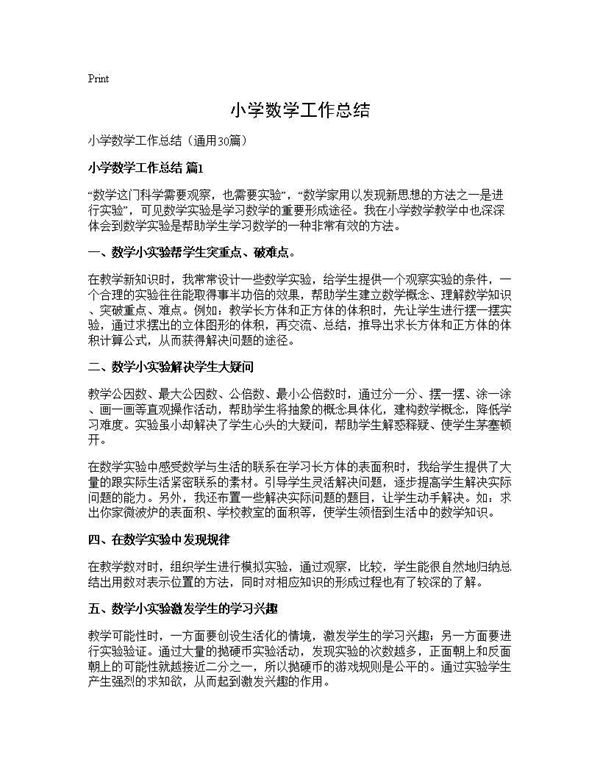 小学数学工作总结 (共41页)