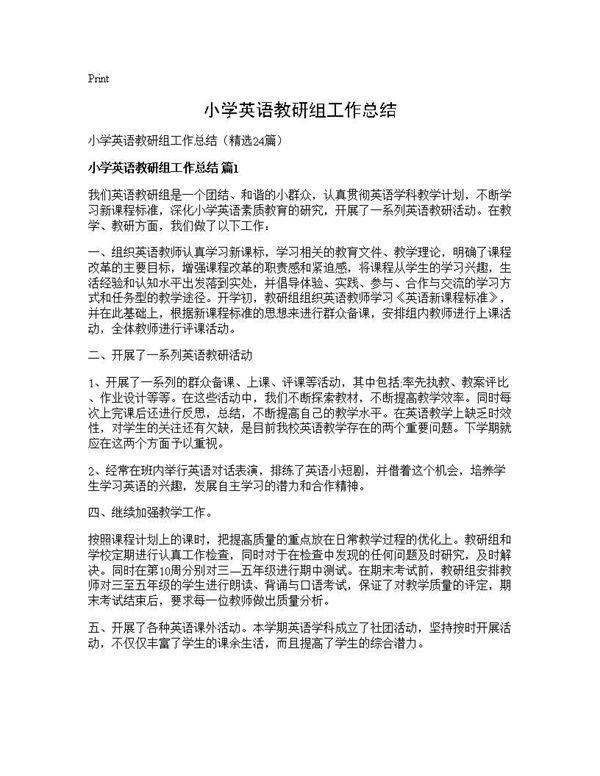 小学英语教研组工作总结 (共36页)