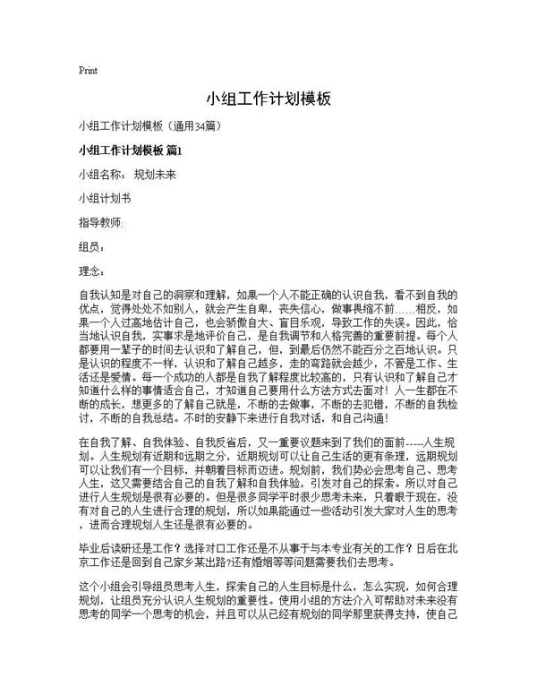 小组工作计划模板 (共50页)