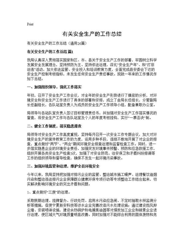 有关安全生产的工作总结 (共42页)