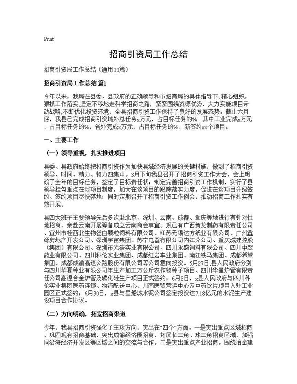 招商引资局工作总结 (共61页)