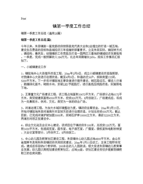 镇第一季度工作总结 (共47页)