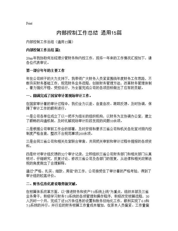 内部控制工作总结(通用) (共29页)