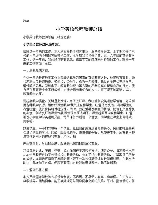 小学英语教师教师总结 (共33页)