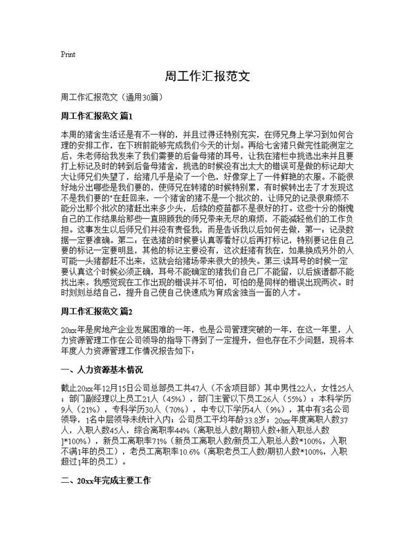 周工作汇报范文 (共33页)