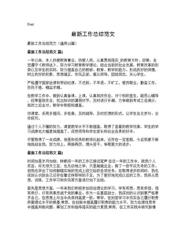 最新工作总结范文 (共29页)