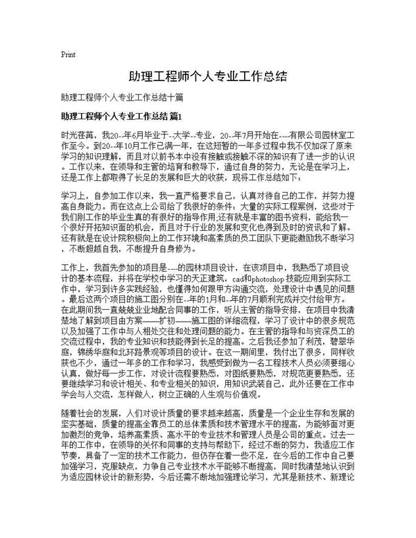助理工程师个人专业工作总结 (共21页)