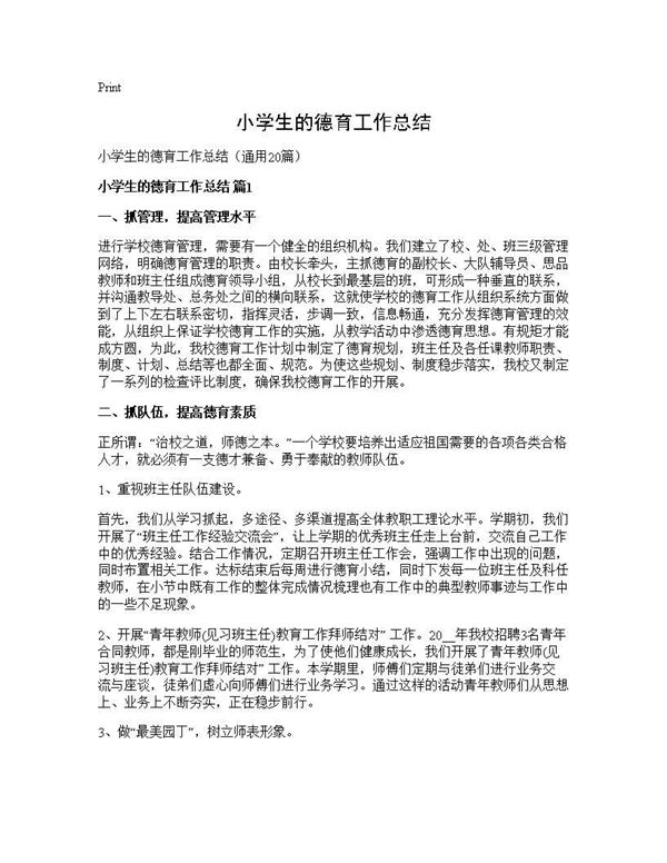 小学生的德育工作总结 (共21页)