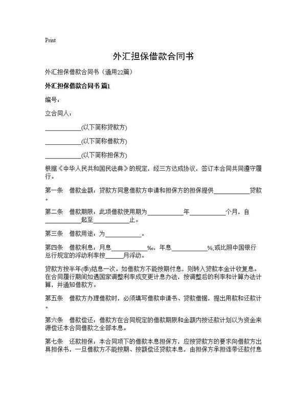 外汇担保借款合同书 (共38页)