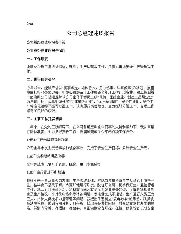 公司总经理述职报告 (共23页)
